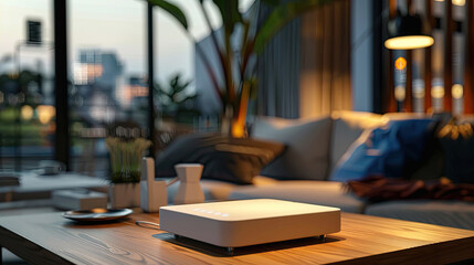 router wifi device in the center of modern living room