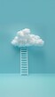 © Gummyz - Background of Copy Space. White Cloud and Ladder on Soft Blue Background