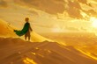 © Sladjana - The Little Prince standing on a sand dune in a vast desert, with a golden sunset casting long shadows