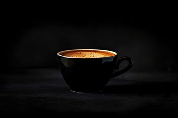 Wall Mural - Coffee cup in a black background - generative ai