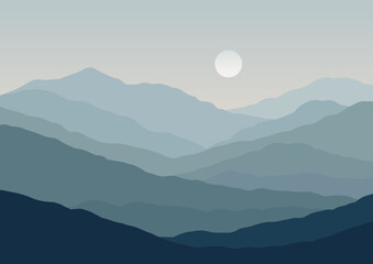 Minimal abstract sunset mountain landscape background 