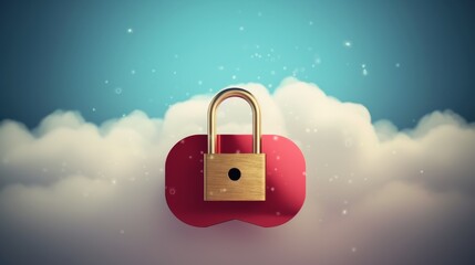 Leinwandbilder - a padlock secured around a cloud storage icon, illustrating the protection of data stored in the cloud.