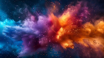 Poster - Colorful Smoke Explosion in Dark Background