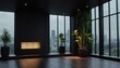 © soyibakter - Black wall in pot on white table and plant background. 3D rendering