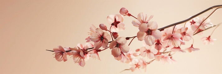 Wall Mural - sakura flower branch isolated on beige background