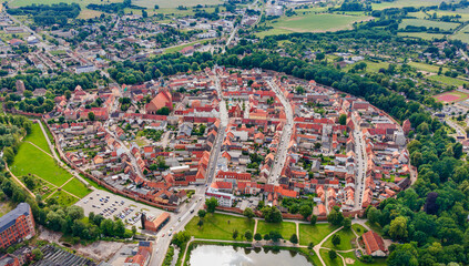 Aerial view of the old town centre of Wittstock (Germany)