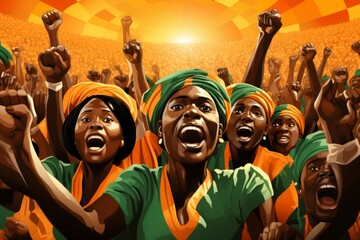 Canvas Print - The roaring fans of Ivory Coast - Generative AI