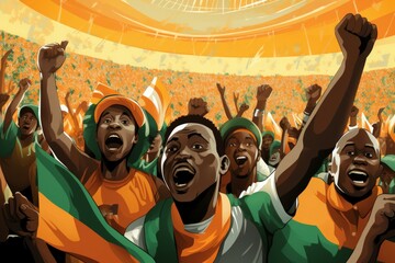 Poster - The roaring fans of Ivory Coast - Generative AI