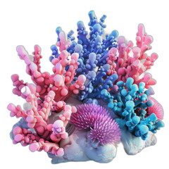 Sticker - The coral reef is modeled in 3D on a transparent background in PNG.