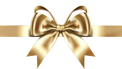 Wall Mural - Elegant golden ribbon bow on transparent png background, perfect for gift packaging, holiday decorations, festive celebrations, and luxury presentations, symbolizing premium quality and sophistication