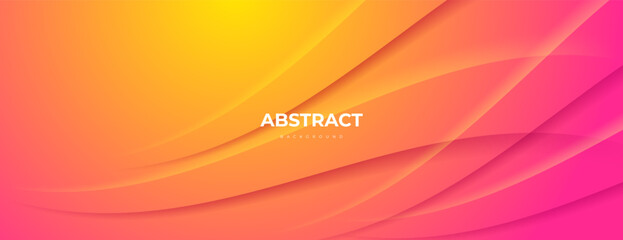 Wall Mural - yellow pink gradient background with overlapping wave texture