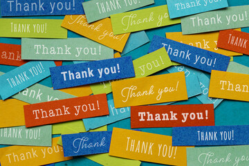 many colorful thank you messages, gratitude and appreciation concept, thanks