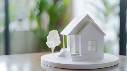 Poster - Business propertyreal estate and investment concepts with investor and white model house on desk background : Generative AI