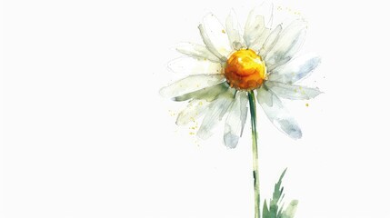 Wall Mural - Watercolor depiction of a hand drawn chamomile flower against a white backdrop ideal for fabric and paper printing as well as decorative and scrapbooking purposes