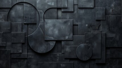 Wall Mural - Harmony of shapes and lines in a black abstract geometric composition.