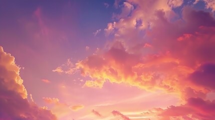 Poster - Beautiful colorful dramatic sky with clouds at sunset or sunrise : Generative AI