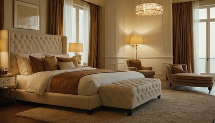 Wall Mural - 3d rendering beautiful luxury bed room