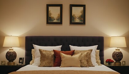 Wall Mural - 3d rendering beautiful luxury dark wood european classic bedroom suite in hotel
