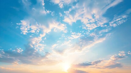 Aufkleber - Sunset on blue sky Blue sky with some clouds blue sky clouds summer skies cloudy blue sky : Generative AI