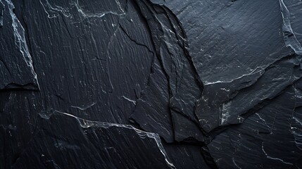 Aufkleber - Panorama of Dark grey black slate background or texture Black granite slabs background : Generative AI