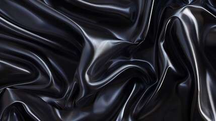 Poster - Black gray satin dark fabric texture luxurious shiny that is abstract silk cloth panorama background with patterns soft waves blur beautiful : Generative AI
