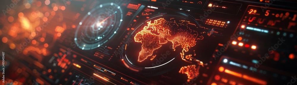 Highresolution screen displaying a heatmap of global data analytics ...