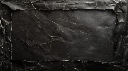 Poster - Old Black Empty Aged Vintage Retro Damaged Paper Cardboard Photo Card Blank Frame Front and Back Side Rough Grunge Shabby Scratched Texture Distressed Overlay Surface for Collage High  : Generative AI
