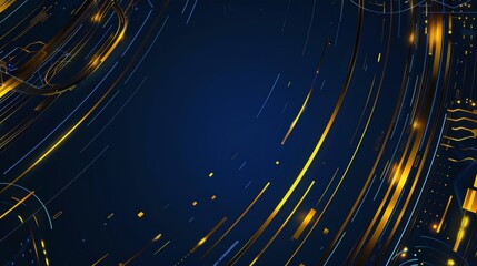 Wall Mural - a deep blue background, amber and gold effect, cyber elements, super clean