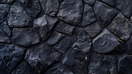 Fototapete - Black stone background with copy space for design  Wide banner  Concrete wall surface texture : Generative AI