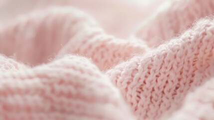 Poster - Extreme close-up of a baby blanket, delicate stitches, pastel pink, diffused light. 