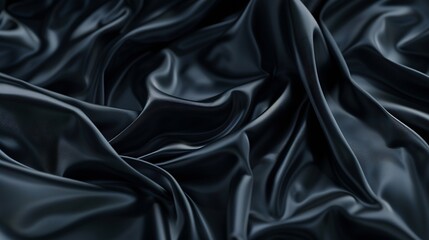 Poster - Black gray satin dark fabric texture luxurious shiny that is abstract silk cloth background with patterns soft waves blur beautiful : Generative AI