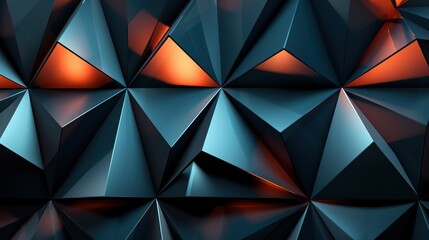 Wall Mural - A black and orange abstract design with triangles and squares