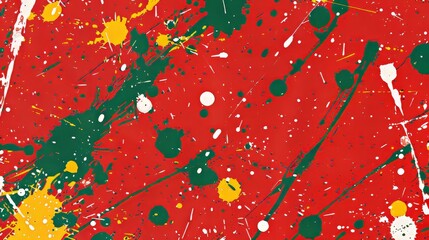 Poster - Red, Green, Yellow, and White Paint Splashes