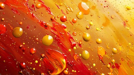 Wall Mural - Abstract Red and Yellow Paint Drops