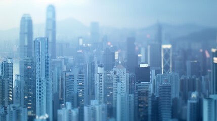 Poster - Abstract futuristic cityscape view with modern skyscrapers Hong Kong : Generative AI