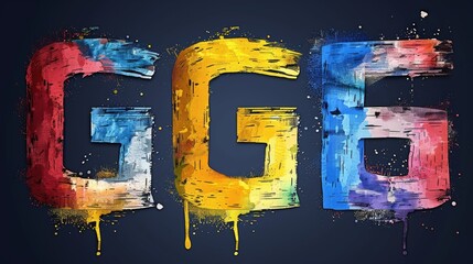 Wall Mural - Create a dynamic and vibrant photography logo with a colorful G symbol surrounded by abstract shapes or splashes of paint