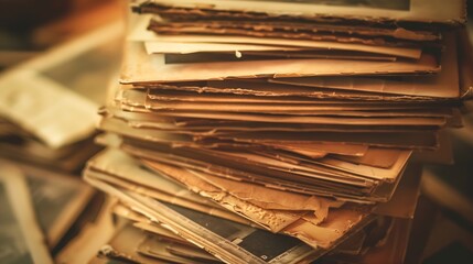 Aufkleber - Stack of old photos with clipping path for the inside : Generative AI