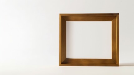 Aufkleber - Desktop photo frame Vertical standing brown wooden picture frame on white background : Generative AI