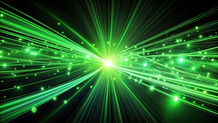 Wall Mural - Abstract black background with vibrant green light lines, abstract, black, background, green, vibrant, light, lines, neon, glow