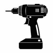 © Jafree - Black silhouette of a drill isolated on a white background. Concept of power tools illustration, minimalist style, construction tool. Print, icon, logo, template, pictogram, element for design.
