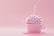 © Georgii - Surreal pink brain-shaped pot and water stream in a minimalist design
