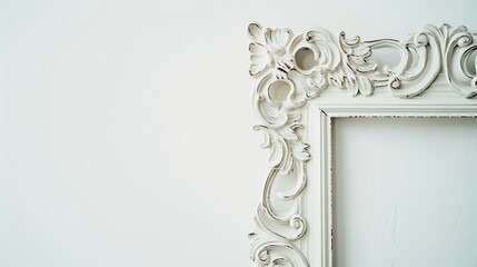 Aufkleber - Shabby chic white and golden photo or picture frame isolated over a white background interior or gallery mockup design element template : Generative AI