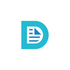 a letter D logo combined with a paper document symbol