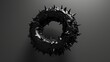 © Suleyman - A 3D black and white image of a deformed donut with sharp spikes floating in a dark gray space.