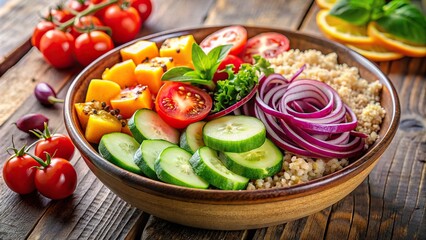 Wall Mural - Gourmet vegetarian salad bowl with fresh veggies and quinoa, vegetarian, salad, gourmet, healthy, fresh