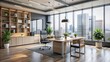 © tammanoon - Modern office interior with sleek furniture and minimalistic design, workspace, contemporary, office, interior, render