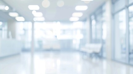 Leinwandbilder - Abstract blurred modern workspace background white indoor interior office or hospital with window and the light with copy space Blurry backgrounds for advertising and business presenta : Generative AI