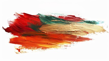 Wall Mural - Abstract Red, Green, and Gold Paint Stroke