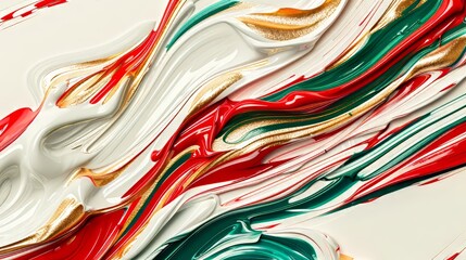 Wall Mural - Abstract Swirls of Red, Green, and Gold Paint