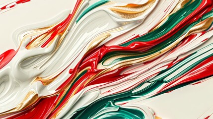 Poster - Abstract Swirls of Red, Green, and Gold Paint